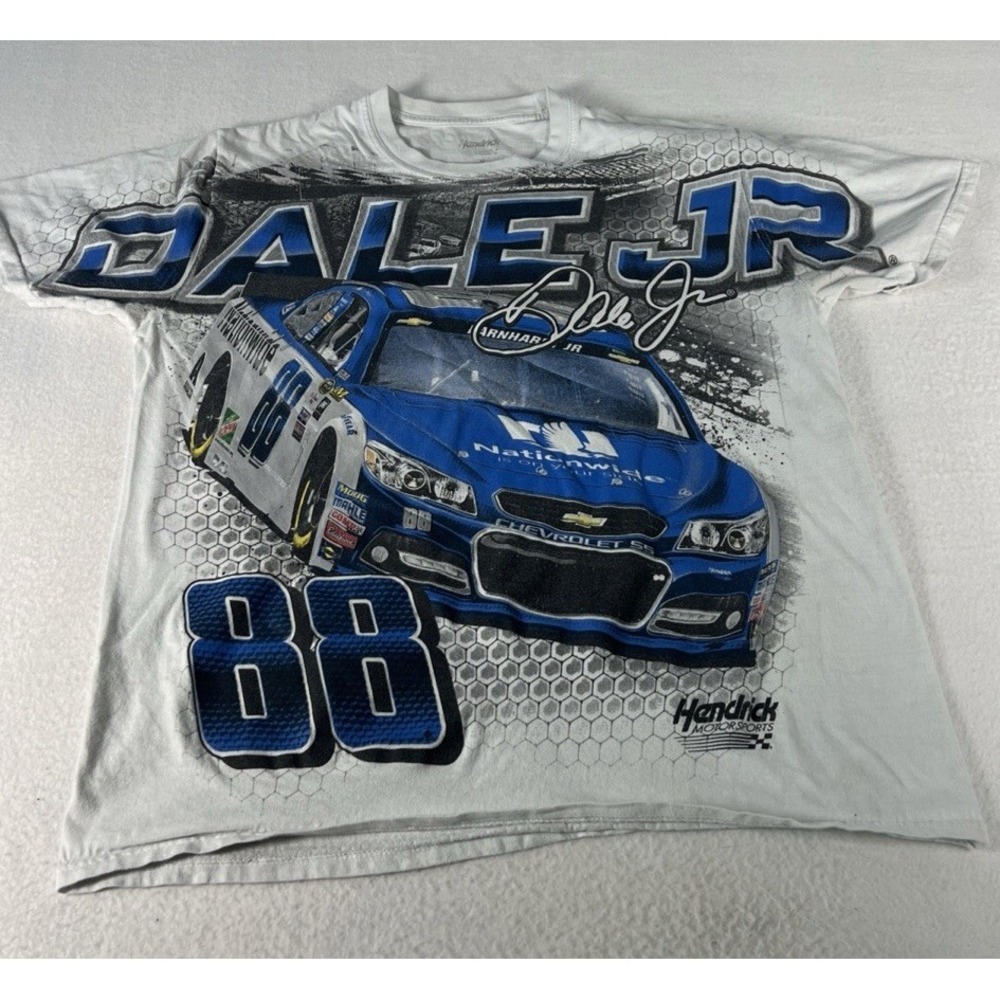 Dale Earnhardt Jr 88 Nationwide AOP T Shirt Mens M NASCAR Hendrick Y2K White